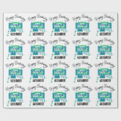 Bounce House Jumping Castle Verjaardagsnaam Kinder Cadeaupapier (Vlak)