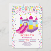 Bounce House Kleurrijk Meisje Regenboog Verjaardag Kaart (Voorkant)