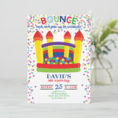 Bounce House Kleurrijke Jongen Verjaardagsfeest Kaart (Staand voorkant)