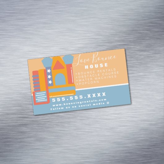 Bounce House Logo Party Carnival Rentals Business Magnetisch Visitekaartje (Voorbeeld)