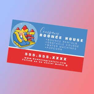 Bounce House Logo Party Rental Red Blue Visitekaartje