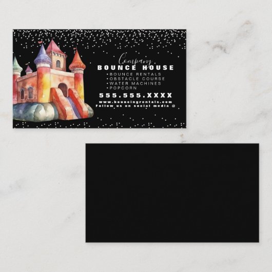 Bounce House Logo Party Waterverf Visitekaartje (Voorkant / Achterkant)