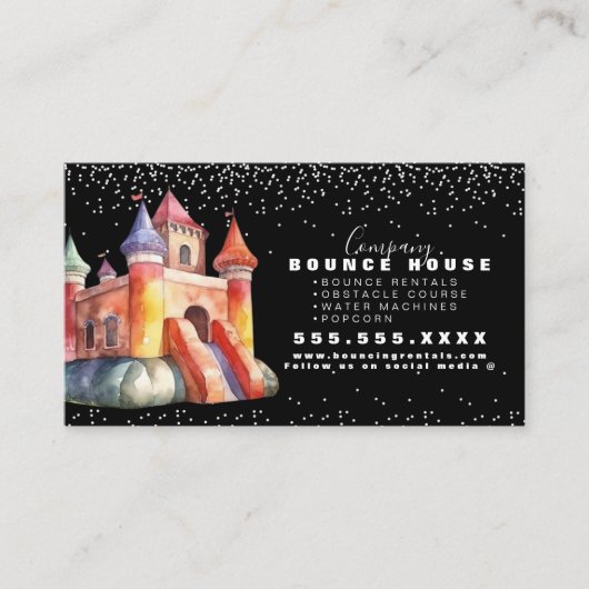 Bounce House Logo Party Waterverf Visitekaartje (Voorkant)