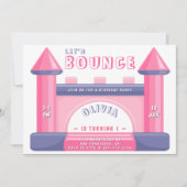 Bounce House Meisjes Verjaardagsfeestje Roze & Paa Kaart (Voorkant)