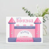 Bounce House Meisjes Verjaardagsfeestje Roze & Paa Kaart (Staand voorkant)