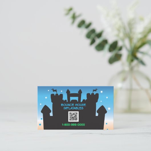 BOUNCE HOUSE OPBLAASBARE FEEST QR-code Visitekaartje (Staand voorkant)