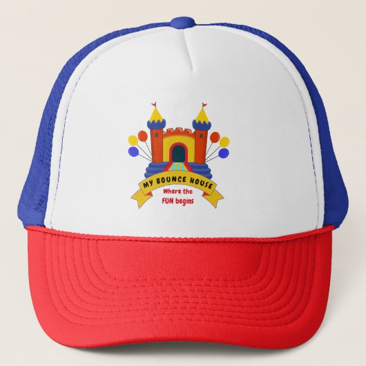 BOUNCE HOUSE OPBLAASBARE FEESTVERJAARDAG Zakelijk Trucker Pet (Voorkant)