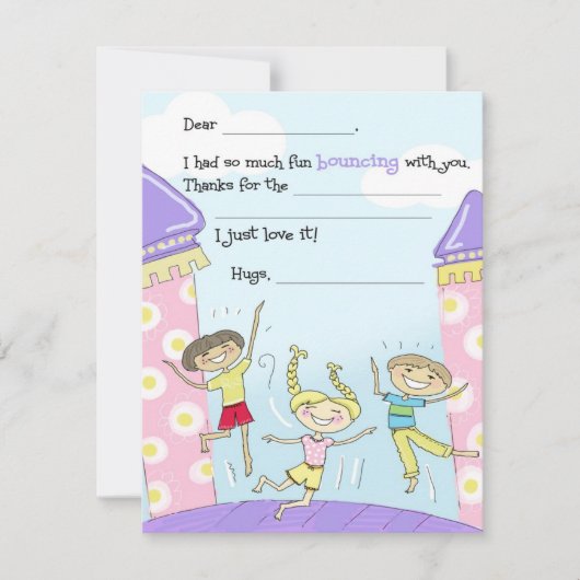 Bounce House Party Fill-in-the-Blank Kinder Bedankkaart (Voorkant)