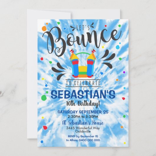 Bounce House Party Invitation Boy Jumping Castle Kaart (Voorkant)