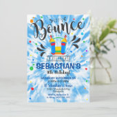 Bounce House Party Invitation Boy Jumping Castle Kaart (Staand voorkant)