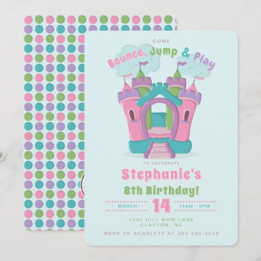Bounce House Party Kaart (Voorkant / Achterkant)