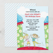 Bounce House Party nodigt Green Boy and Girl uit Kaart (Voorkant / Achterkant)