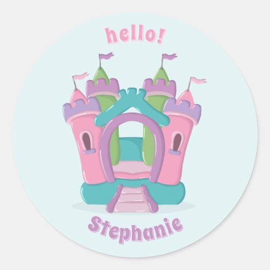 Bounce House Party Ronde Sticker (Voorkant)