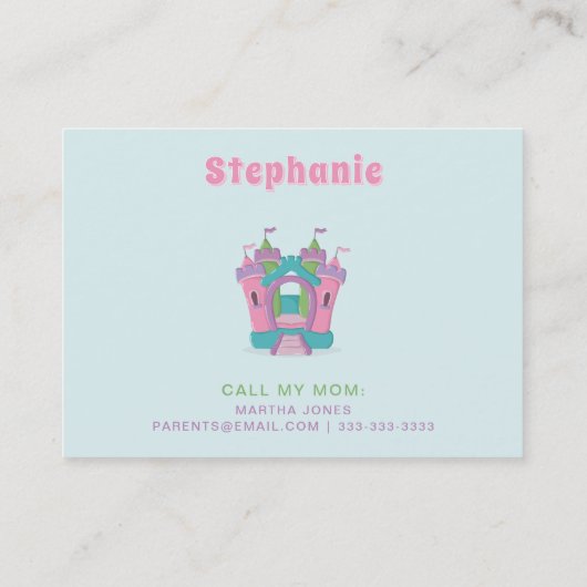 Bounce House Party Speel Datum Bellen Kaarten (Achterkant)