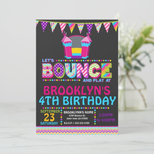 Bounce House Party Uitnodiging gepersonaliseerde u (Staand voorkant)