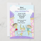 Bounce House Party Uitnodigingen: Roze Meisjes Kaart (Voorkant)