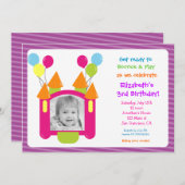 Bounce House Photo Birthday Invitations Kaart (Voorkant / Achterkant)