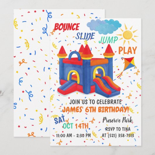 Bounce House Red Uitnodiging (Voorkant / Achterkant)