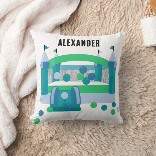 Bounce House Springen Kasteelbal Schattige Blauw P Kussen (Deken)