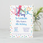 Bounce House Trampoline Jump Birthday Party Invita Kaart (Staand voorkant)