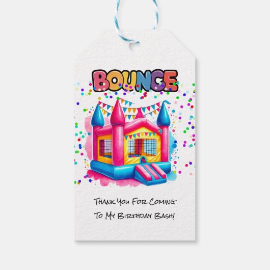 Bounce House Verjaardag Bash Bedankt Cadeaulabel (Achterkant)