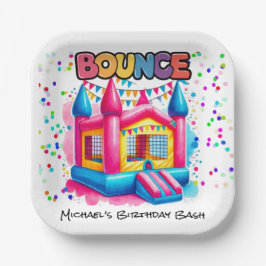 Bounce House Verjaardag Bash Papieren Bordje