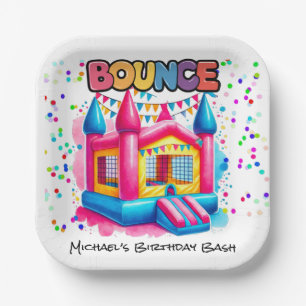 Bounce House Verjaardag Bash Papieren Bordje