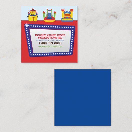 BOUNCE HOUSE VERJAARDAGSFEEST Uw Visitekaartjes (Voorkant / Achterkant)