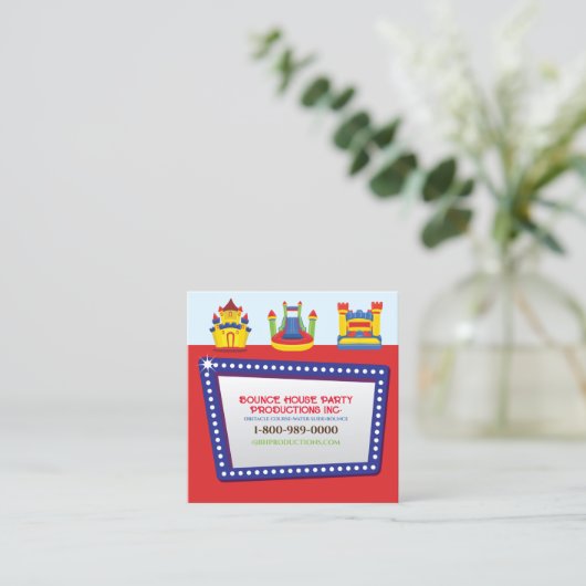 BOUNCE HOUSE VERJAARDAGSFEEST Uw Visitekaartjes (Staand voorkant)