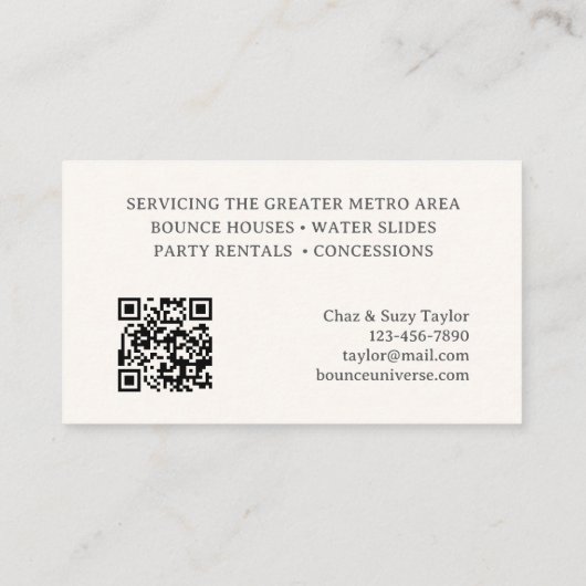 Bounce Houses Party Rentals Visitekaartje (Achterkant)