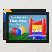 Bounce Huis Ballonnen Verjaardagsfeestuitnodiging Kaart (Voorkant / Achterkant)