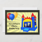 Bounce Huis Ballonnen Verjaardagsfeestuitnodiging Kaart (Voorkant)