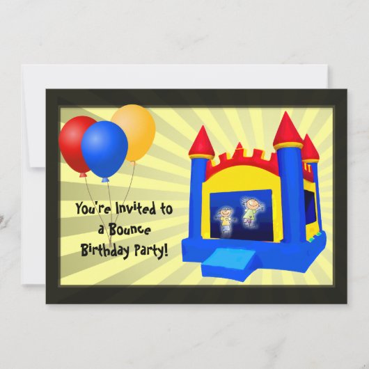 Bounce Huis Ballonnen Verjaardagsfeestuitnodiging Kaart (Voorkant)
