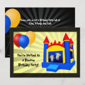 Bounce Huis Ballonnen Verjaardagsfeestuitnodiging Kaart (Voorkant / Achterkant)