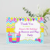 bounce huis bouncy kasteel verjaardag meisje bedankkaart (Staand voorkant)