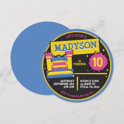 BOUNCE HUIS KASTEEL PRINSES Verjaardagsfeest Kaart (Voorkant / Achterkant)