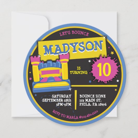 BOUNCE HUIS KASTEEL PRINSES Verjaardagsfeest Kaart (Voorkant)