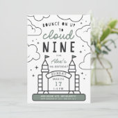 Bounce Huis Kinder 9e Verjaardagsfeest Kaart (Staand voorkant)