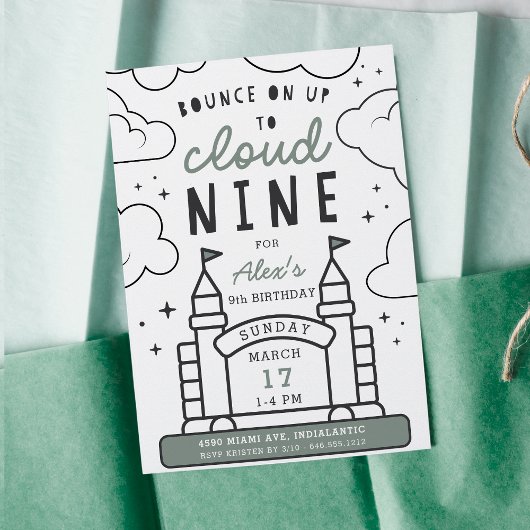 Bounce Huis Kinder 9e Verjaardagsfeest Kaart