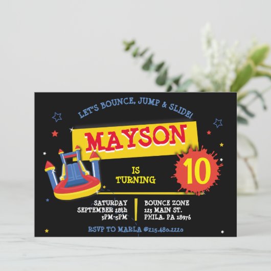 BOUNCE HUIS SLIP en SLIDE Verjaardagsfeestje Kaart (Staand voorkant)