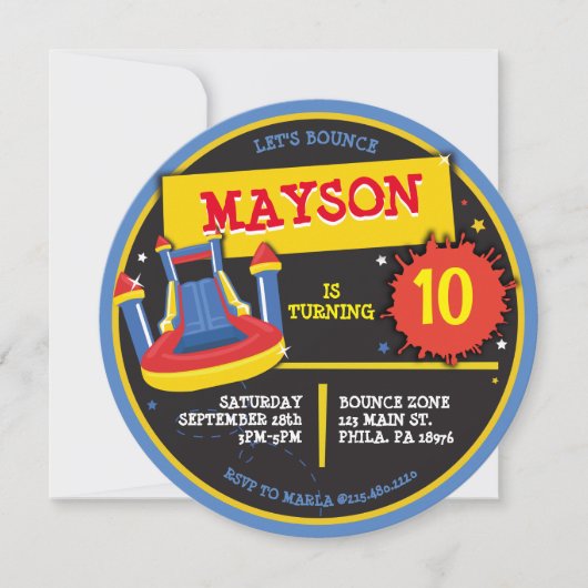 BOUNCE HUIS SLIP en SLIDE Verjaardagsfeestje Kaart (Voorkant)