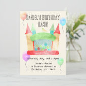 Bounce Huis Verjaardag Bash Party Uitnodiging (Staand voorkant)