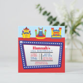 BOUNCE HUIS VERJAARDAG PARTIJ OPBLAASBARE uitnodig Kaart (Staand voorkant)