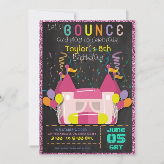 Bounce Inflatable castle Birthday Party Invitation Kaart (Voorkant)