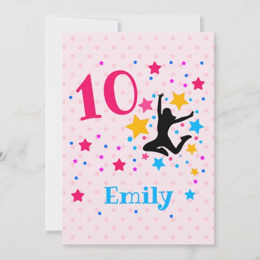 Bounce Jump Trampoline Birthday Girl Party Kaart (Voorkant)