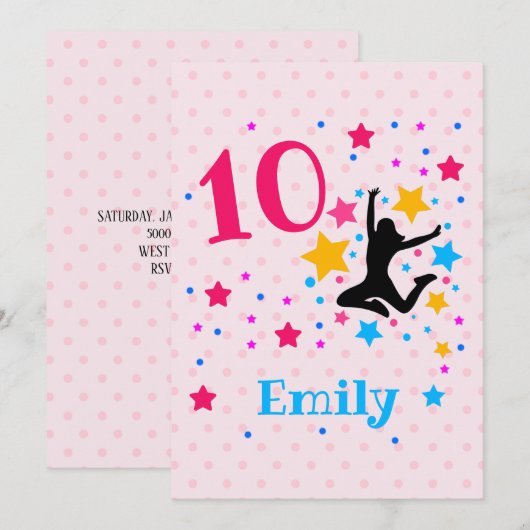 Bounce Jump Trampoline Birthday Girl Party Kaart (Voorkant / Achterkant)