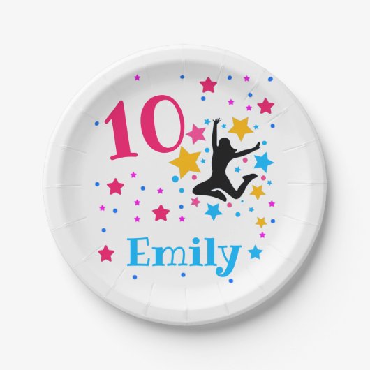Bounce Jump Trampoline Birthday Girl Party Papieren Bordje (Voorkant)