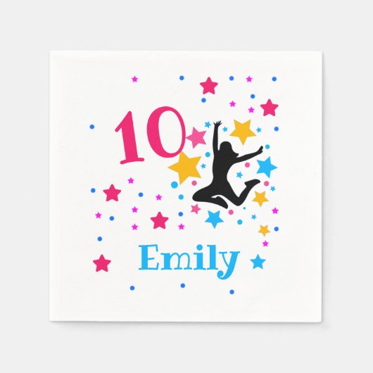 Bounce Jump Trampoline Birthday Girl Party Servet (Voorkant)