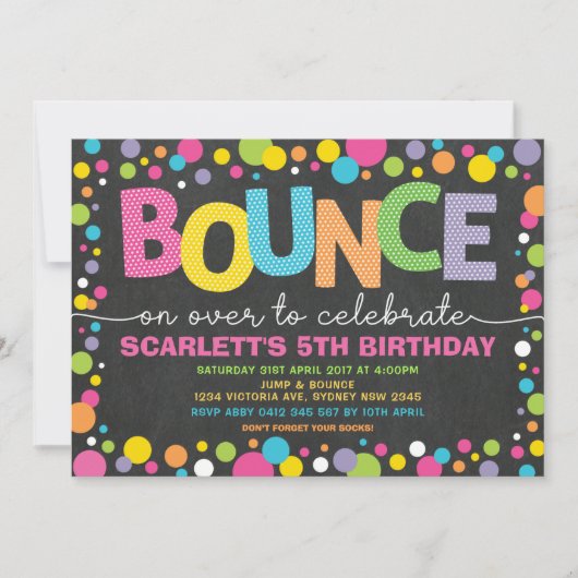 Bounce Jump Trampoline Party Birthday Girl Kaart (Voorkant)