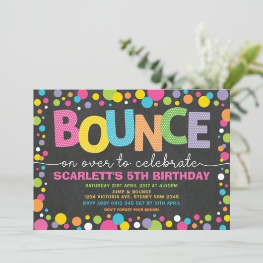 Bounce Jump Trampoline Party Birthday Girl Kaart (Staand voorkant)